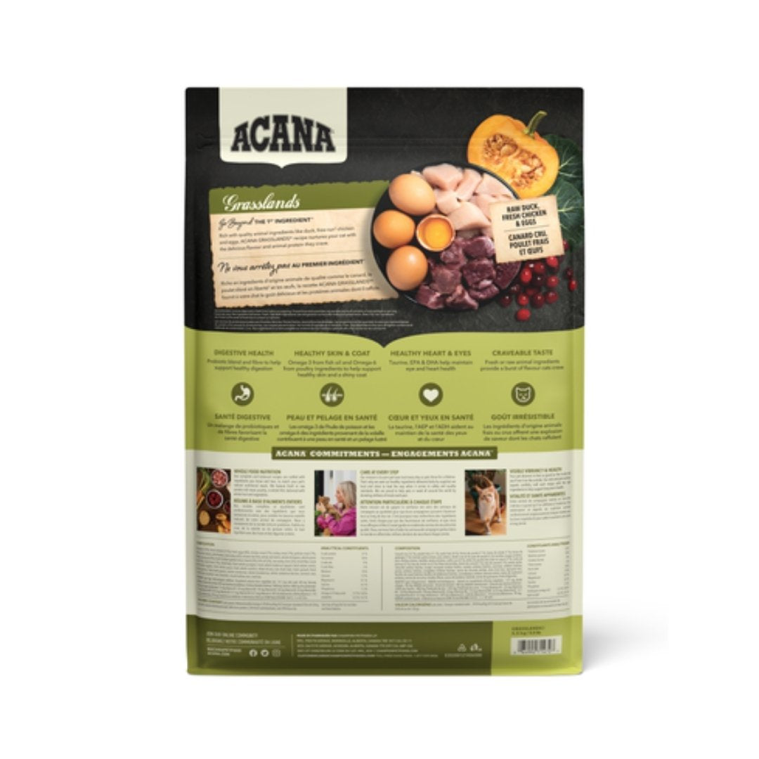 Image of Acana Grasslands Free-Run Chicken & Turkey All Life Stages Dry Cat Food - A premium dry cat food designed for optimal health with high-quality duck, chicken, and turkey ingredients.