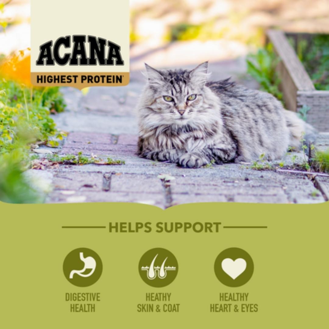 Image of Acana Grasslands Free-Run Chicken & Turkey All Life Stages Dry Cat Food - A premium dry cat food designed for optimal health with high-quality duck, chicken, and turkey ingredients.
