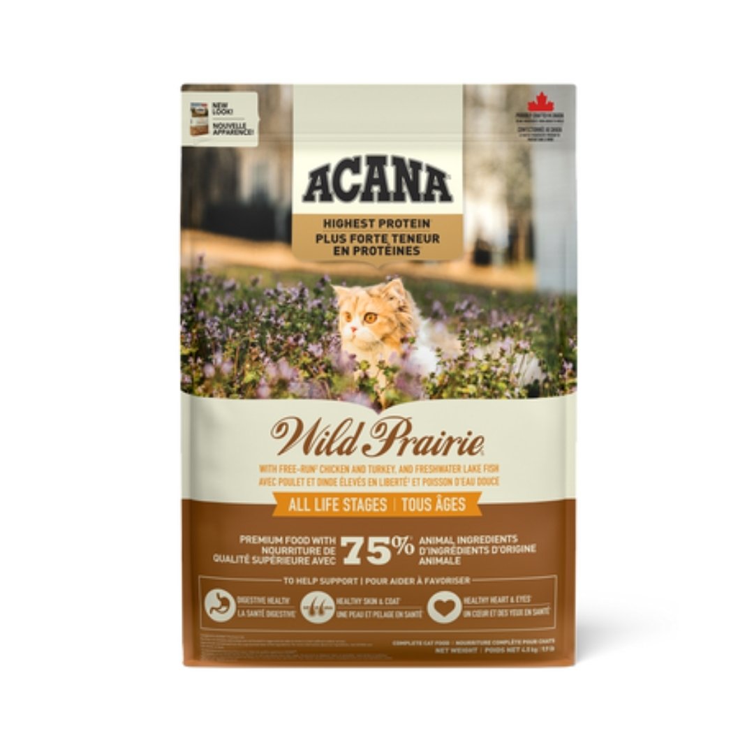 Image of Acana Wild Prairie Free-Run Poultry & Wild-Caught Fish All Life Stages Dry Cat Food - A premium dry cat food designed to support overall health with high-quality poultry and fish protein.