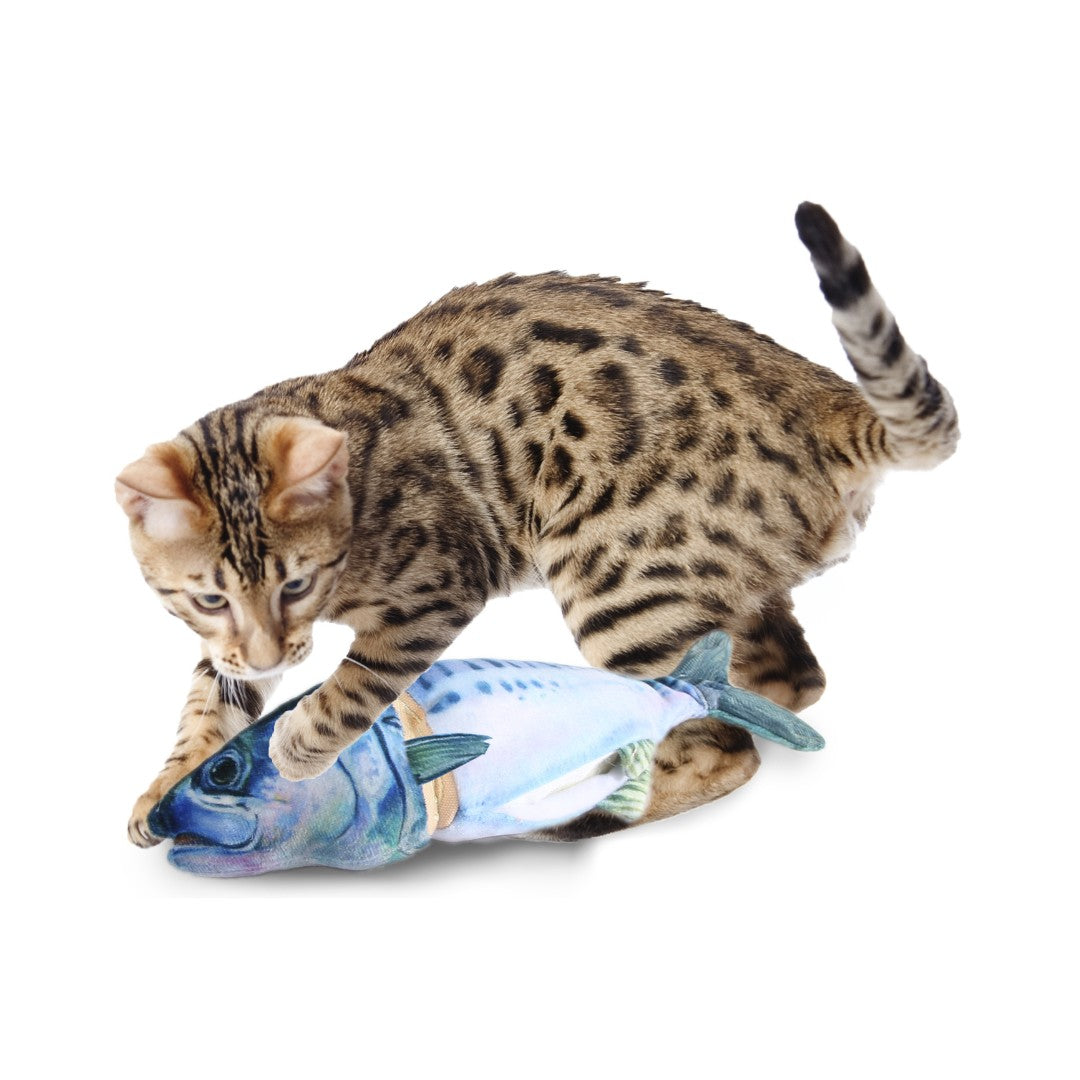 The All For Paws Chopped Mackerel Cuddler Cat Toy stimulates your cat's playful instincts and encourages pouncing and playing AD.