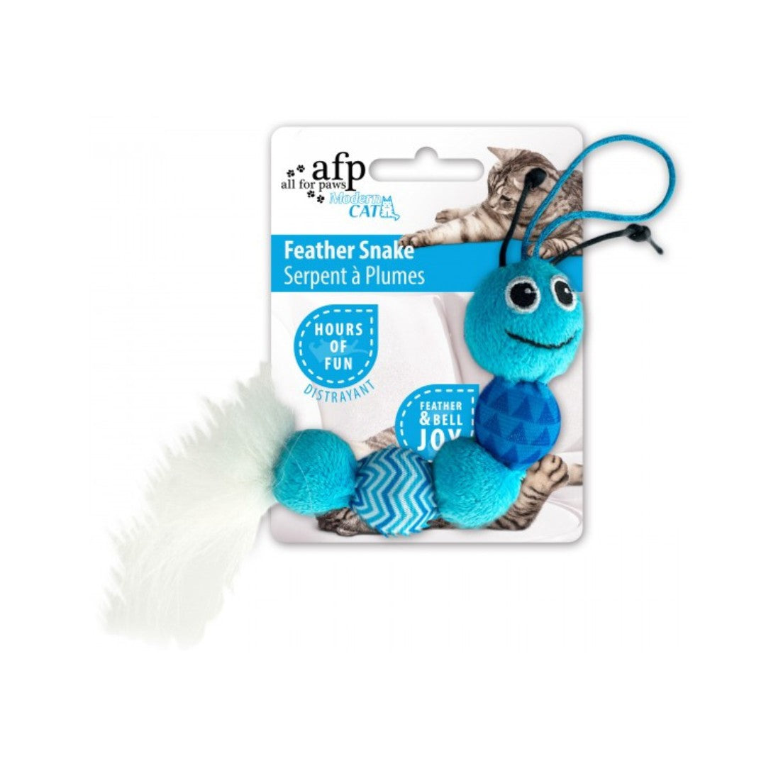 All For Paws Feather Snake is a cat toy Blue Color.