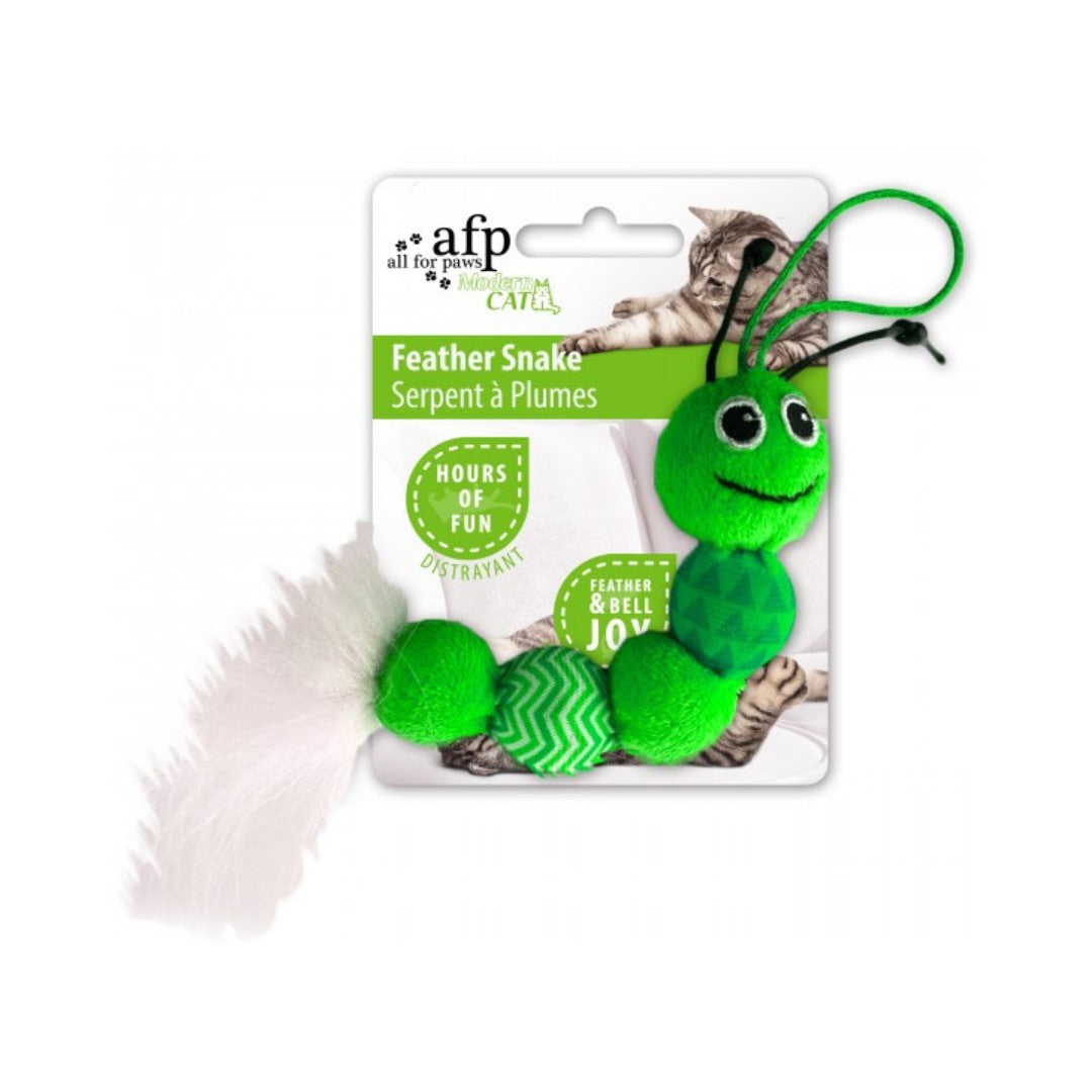 All For Paws Feather Snake is a cat toy Green Color.