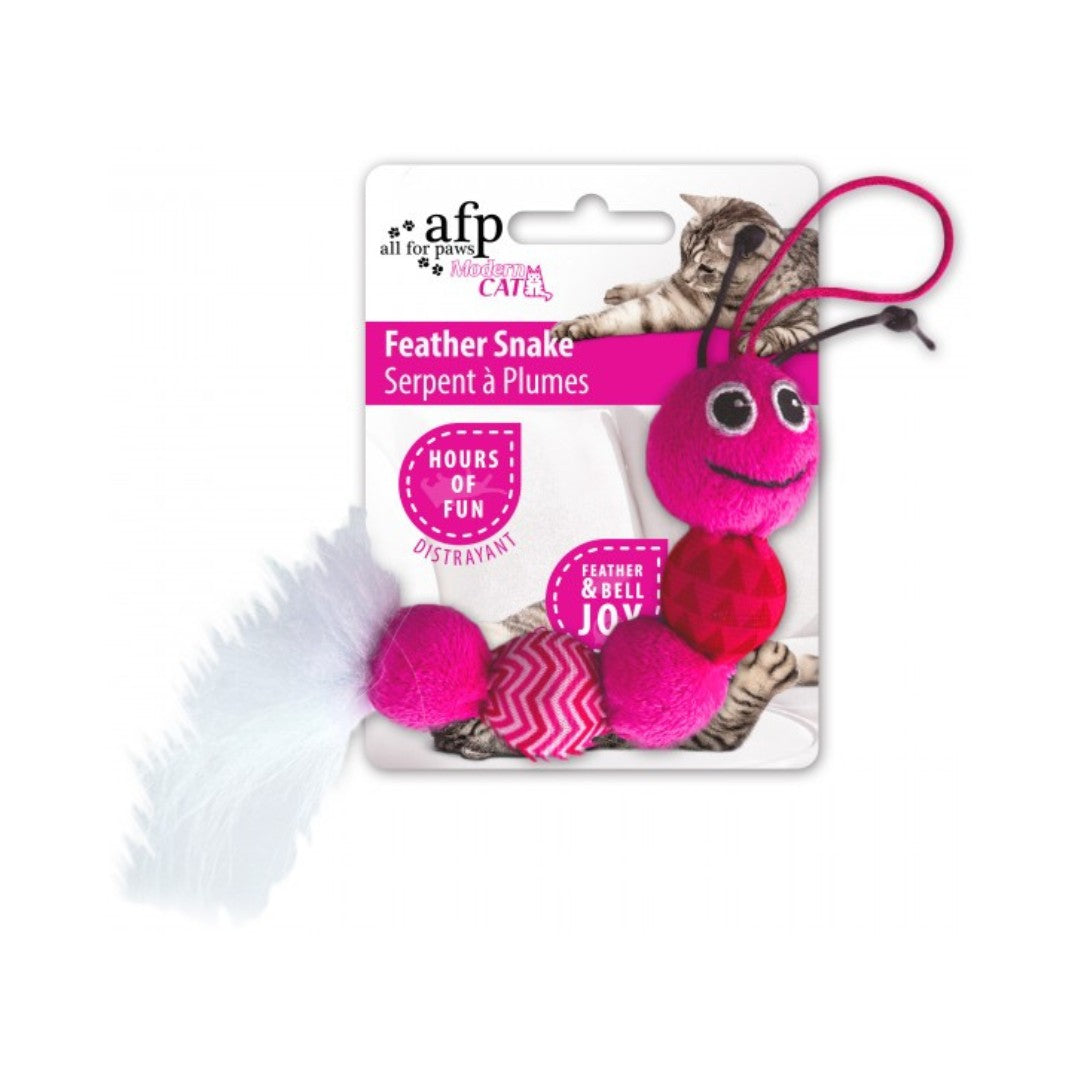All For Paws Feather Snake is a cat toy Pink Color.