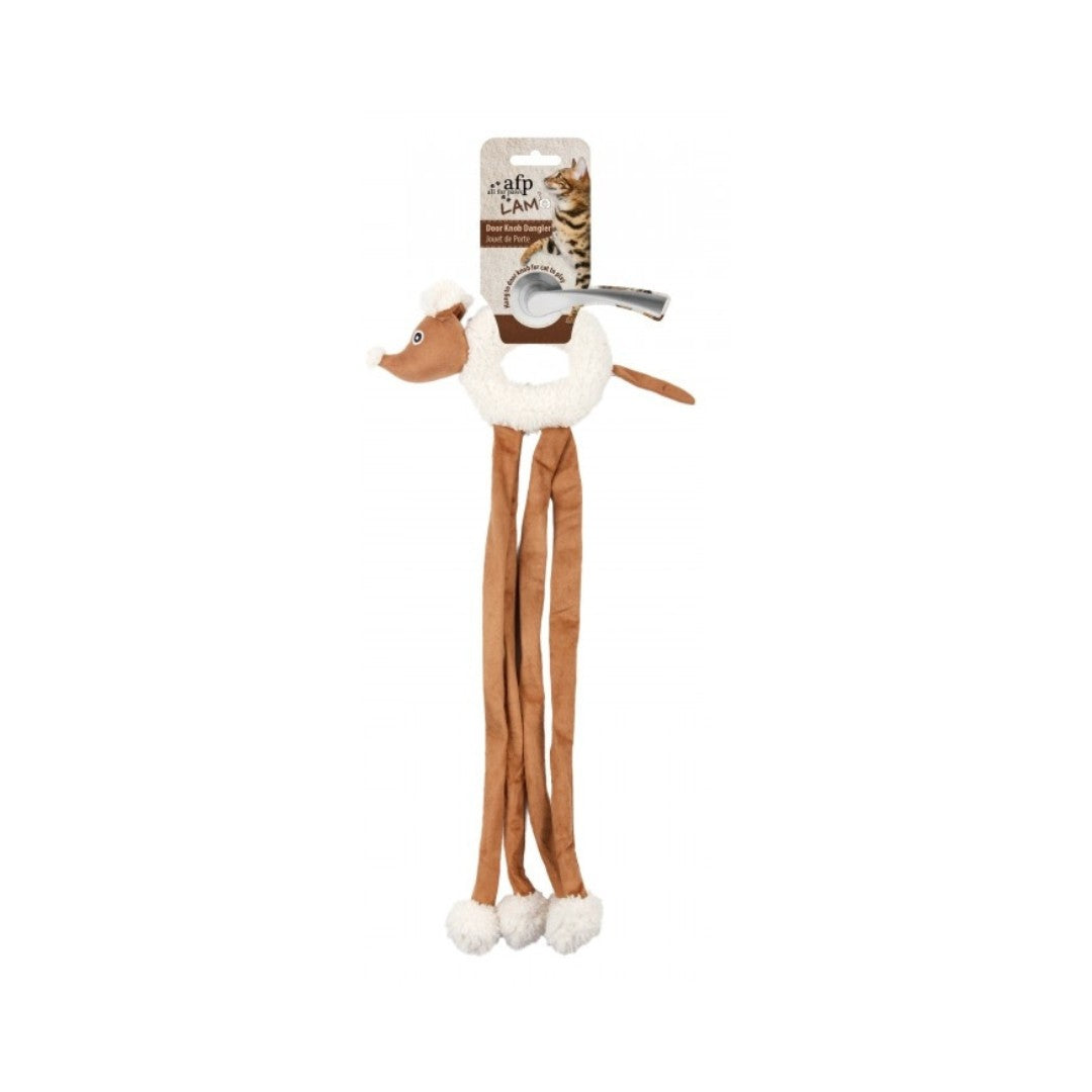All For Paws Lambswool Cuddle Door Knob Dangler Hang it on any door knob and watch as your cat leaps, bounds, and chases after the mouse dangler Tan Color.
