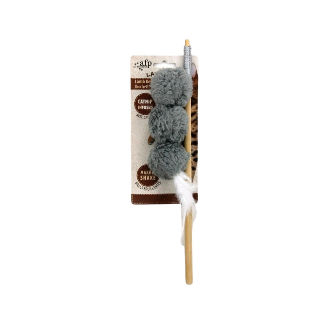 All For Paws Lambswool Lamb Kebab Wand in brown is a fun toy for cats that will surely grab their attention - Grey Color.