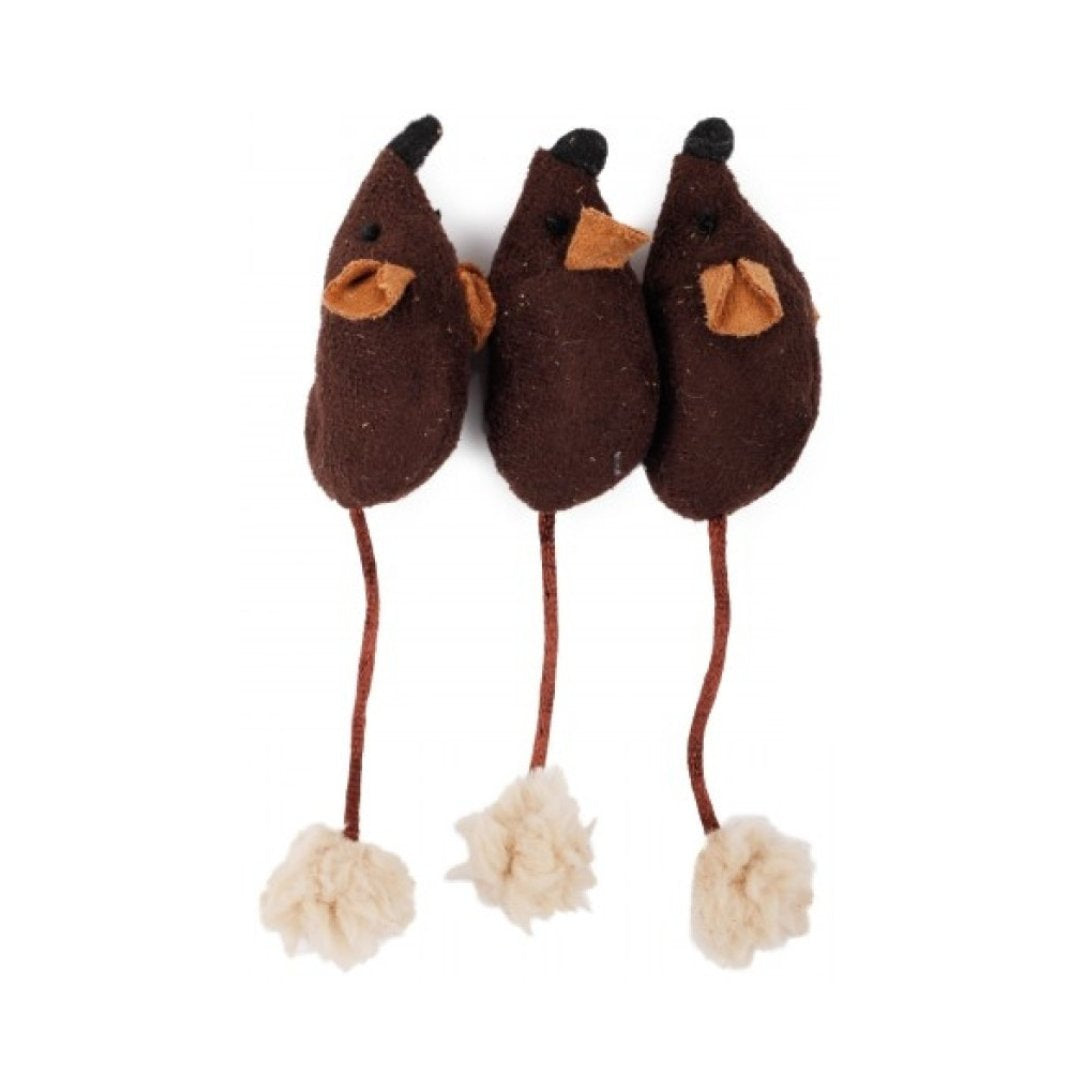 All For Paws Lambswool The Triplets Cat Toy, With catnip infused, the wonderful smell encourages the cat's playing instinct Brown Color.