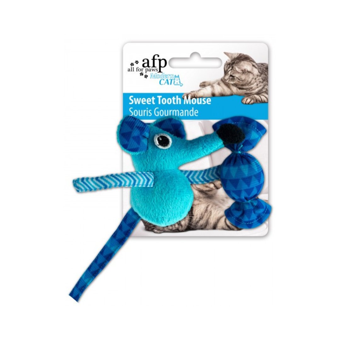 The All For Paws Sweet Tooth Mouse Cat Toy is a great choice for cats because of its crinkle sound and premium catnip - Blue Color.