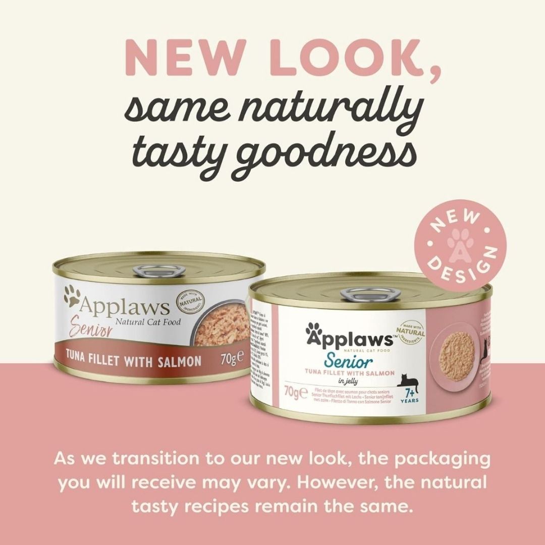 Applaws Senior Tuna with Salmon in Jelly Wet Cat Food – Natural, Omega-Rich Nutrition for Senior Cats - New L;ook.