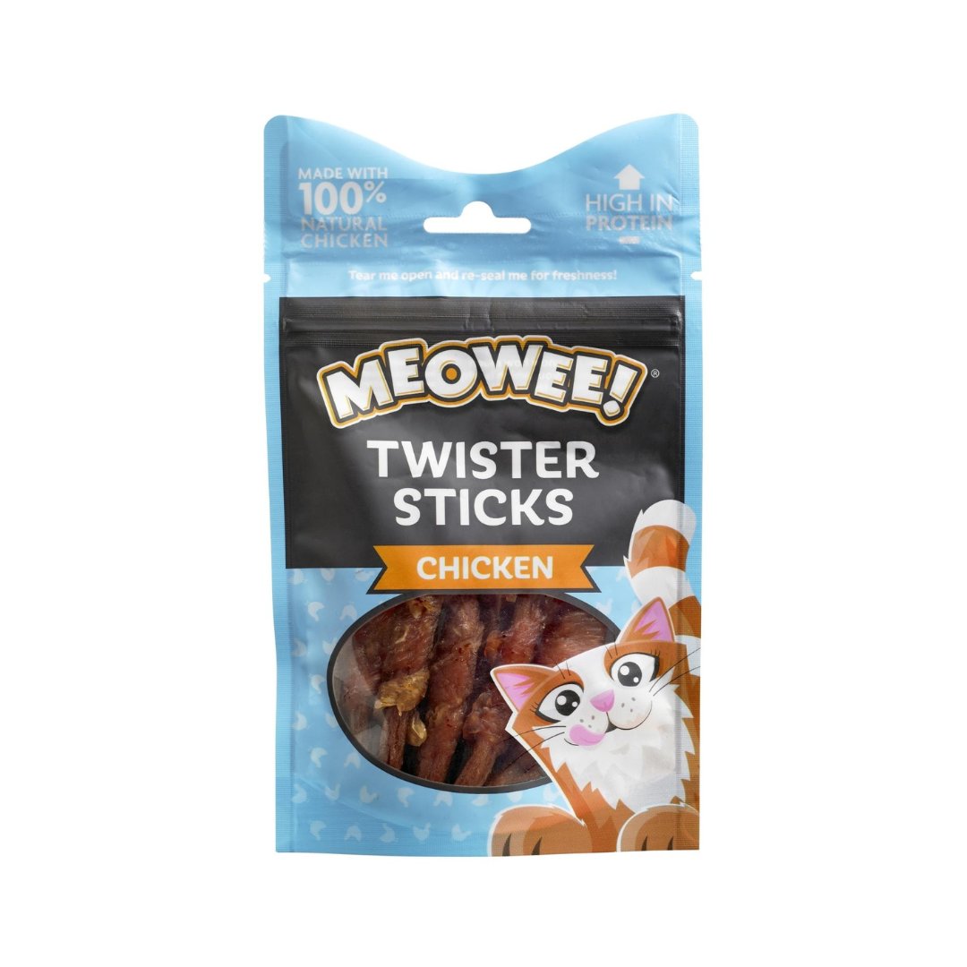 Armitage Meowee Twister Sticks Chicken 7s Cat Treats are made with 100% natural chicken and wrapped in delicious chicken breast for double the purrs.