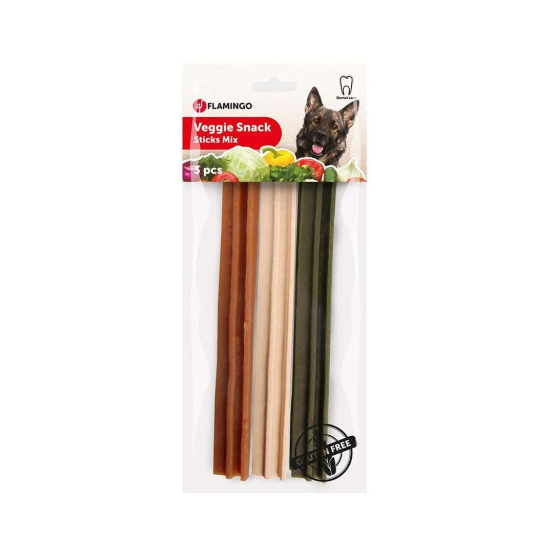 Flamingo Veggie Rod Mix Dog Treats are a great way to give your pup a nutritious, tasty snack. Each stick is 18cm, with three sticks in a pack.