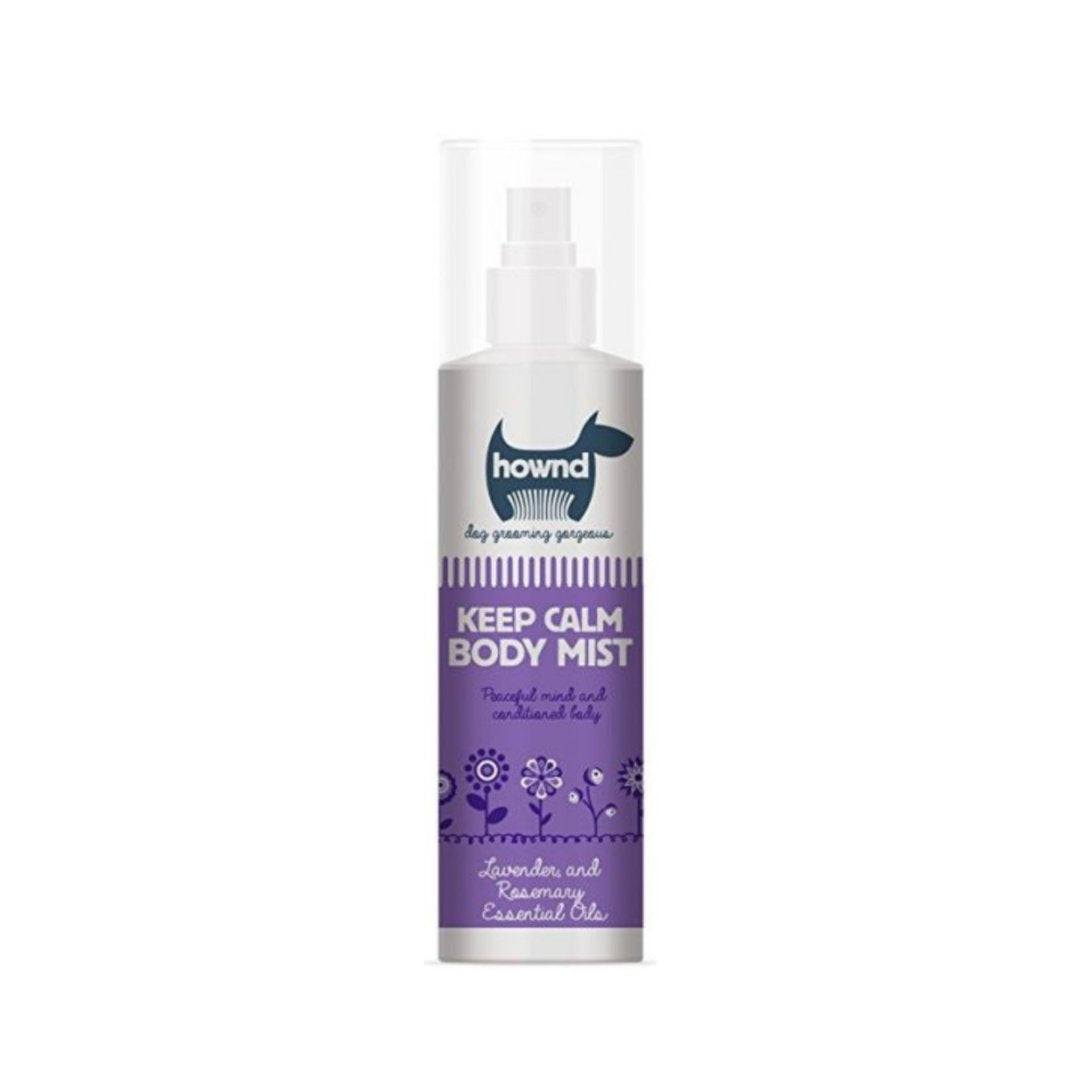 Hownd Keep Calm Dog Body Mist - Soothing Mist for Dogs, Infused with Lavender and Patchouli Extracts - Front Bottle
