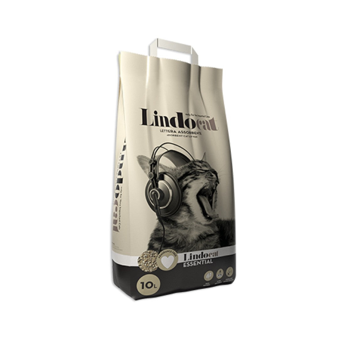 LindoCat Essential Cat Litter, 10L bag, made from 100% natural urasite clay, ultra-absorbent, and chemical-free.