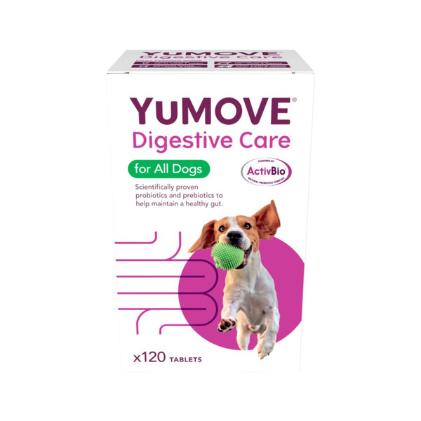 YuMOVE Digestive Care is a daily supplement tablet designed to provide essential digestive support for dogs, particularly those with sensitive stomachs.