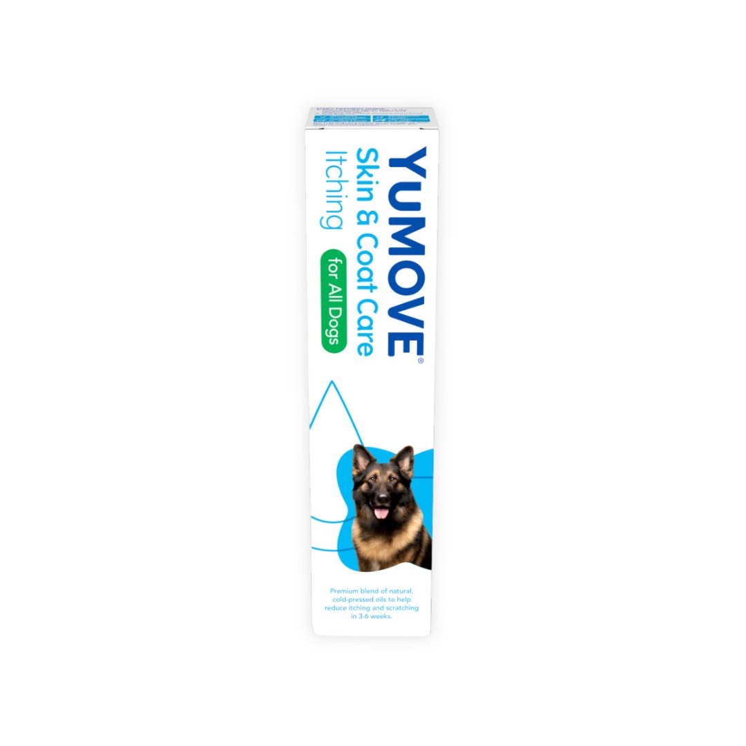 YuMOVE Skin & Coat Care Itching, formerly known as YuDERM Itching Dog - is a top-quality supplement designed for dogs prone to itching - Box.