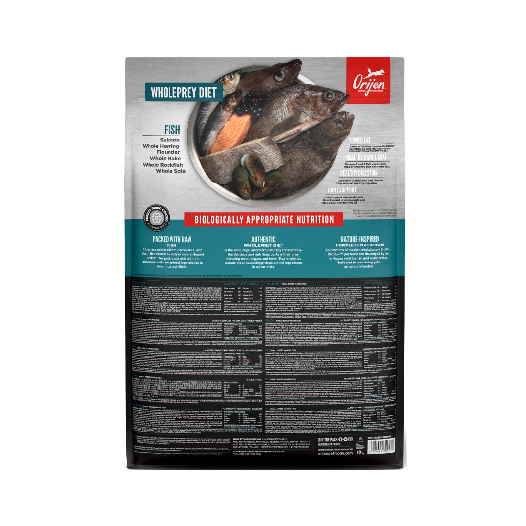 ORIJEN Small Breed Diet Dog Dry Food is specially formulated with Biologically Appropriate ingredients that meet the unique nutritional needs of smaller dogs Back.
