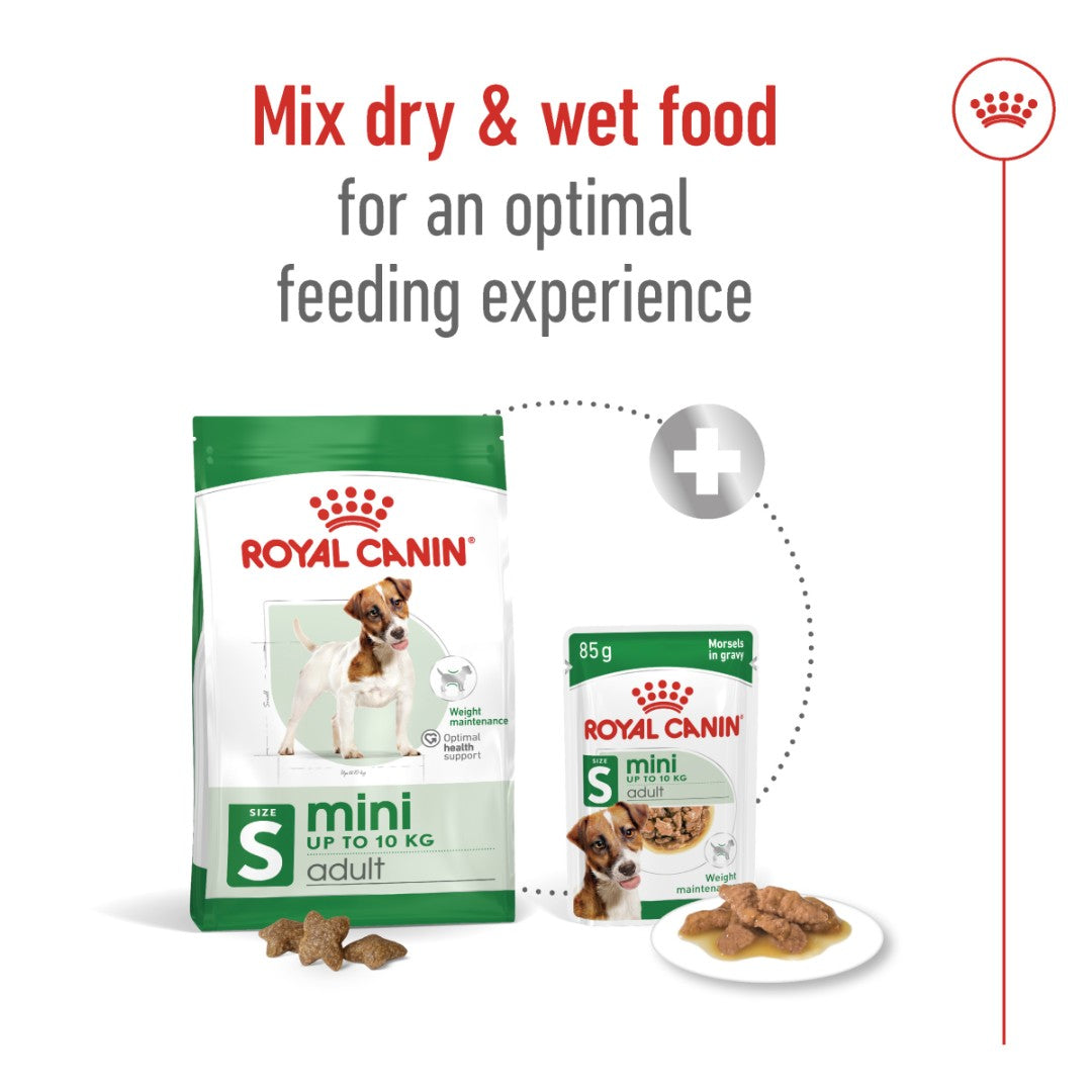Royal Canin Mini Adult Dog Dry Food in 800g, 2kg, and 8kg packs - Mix it with Wet Food.