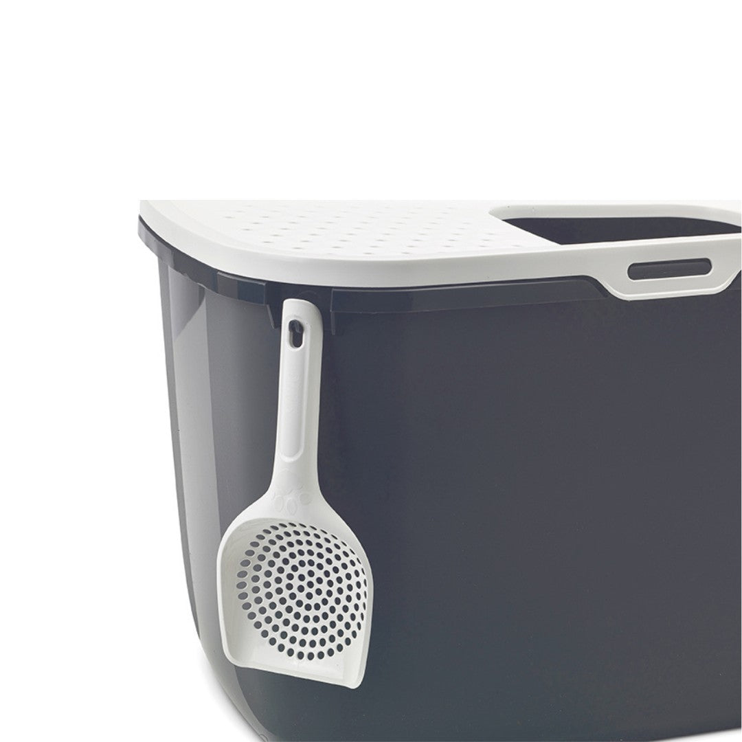 Savic Hop In Top Entry Cat Litter Box: Modern & Spacious Design - ANTHRACITE