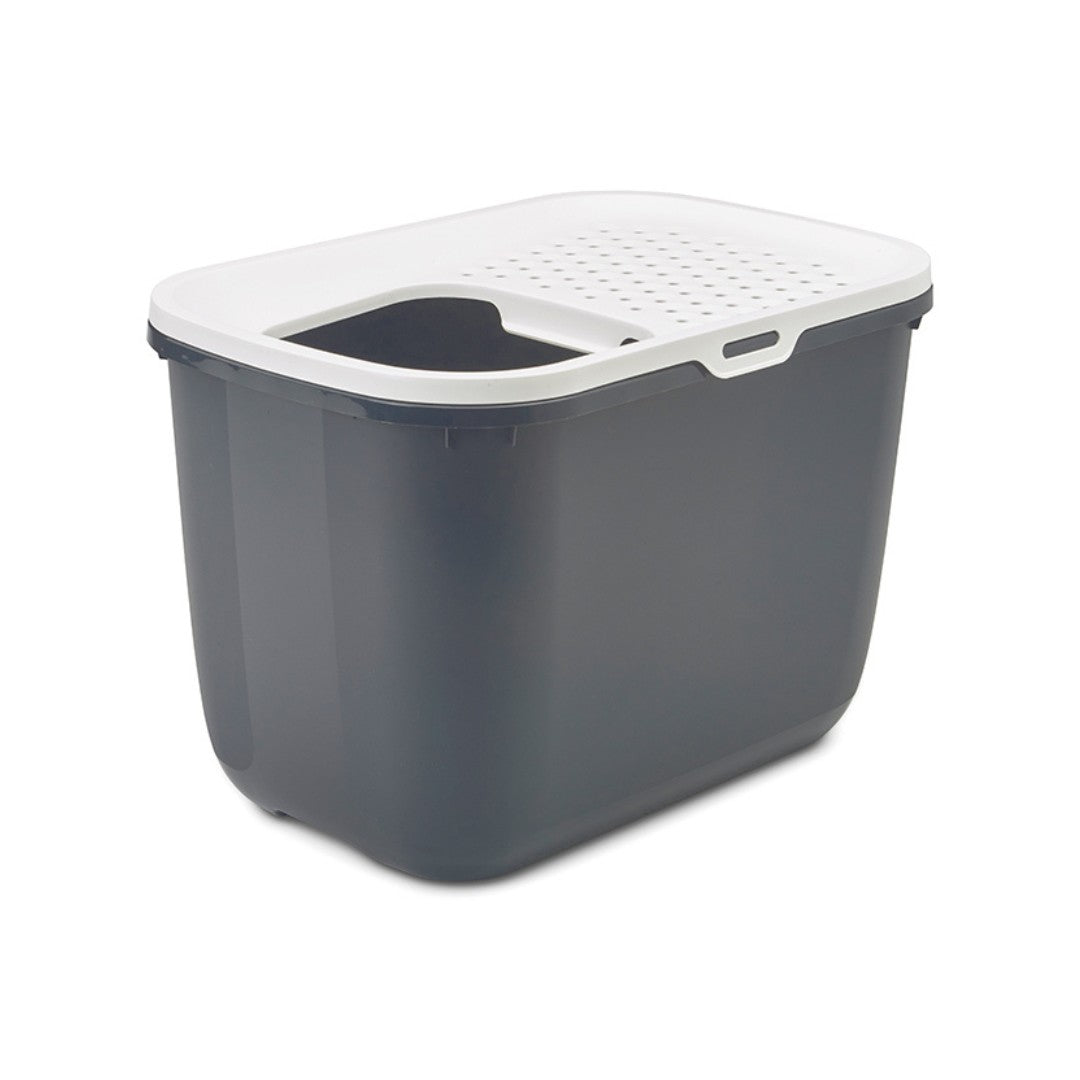 Savic Hop In Top Entry Cat Litter Box: Modern & Spacious Design - ANTHRACITE