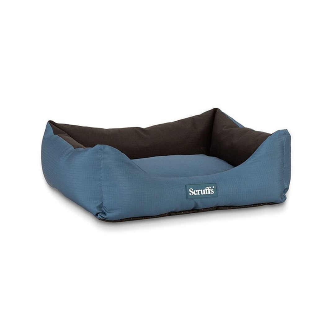 Scruffs Expedition Box Dog Bed – Water-Resistant and Durable Dog Bed for Outdoor Adventures - Color Blue
