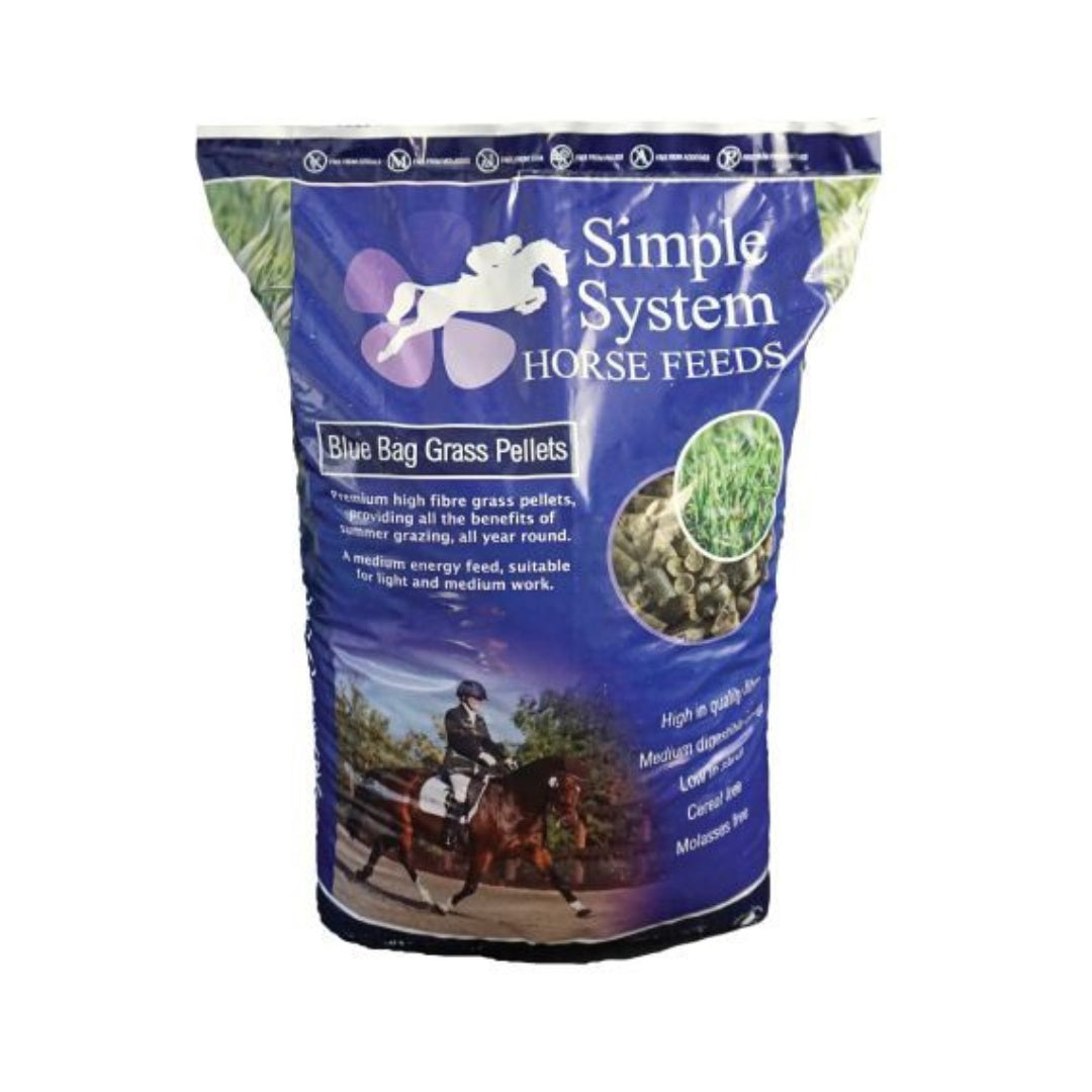Simple System Blue Bag Grass Pellets Horse Feed - New Look