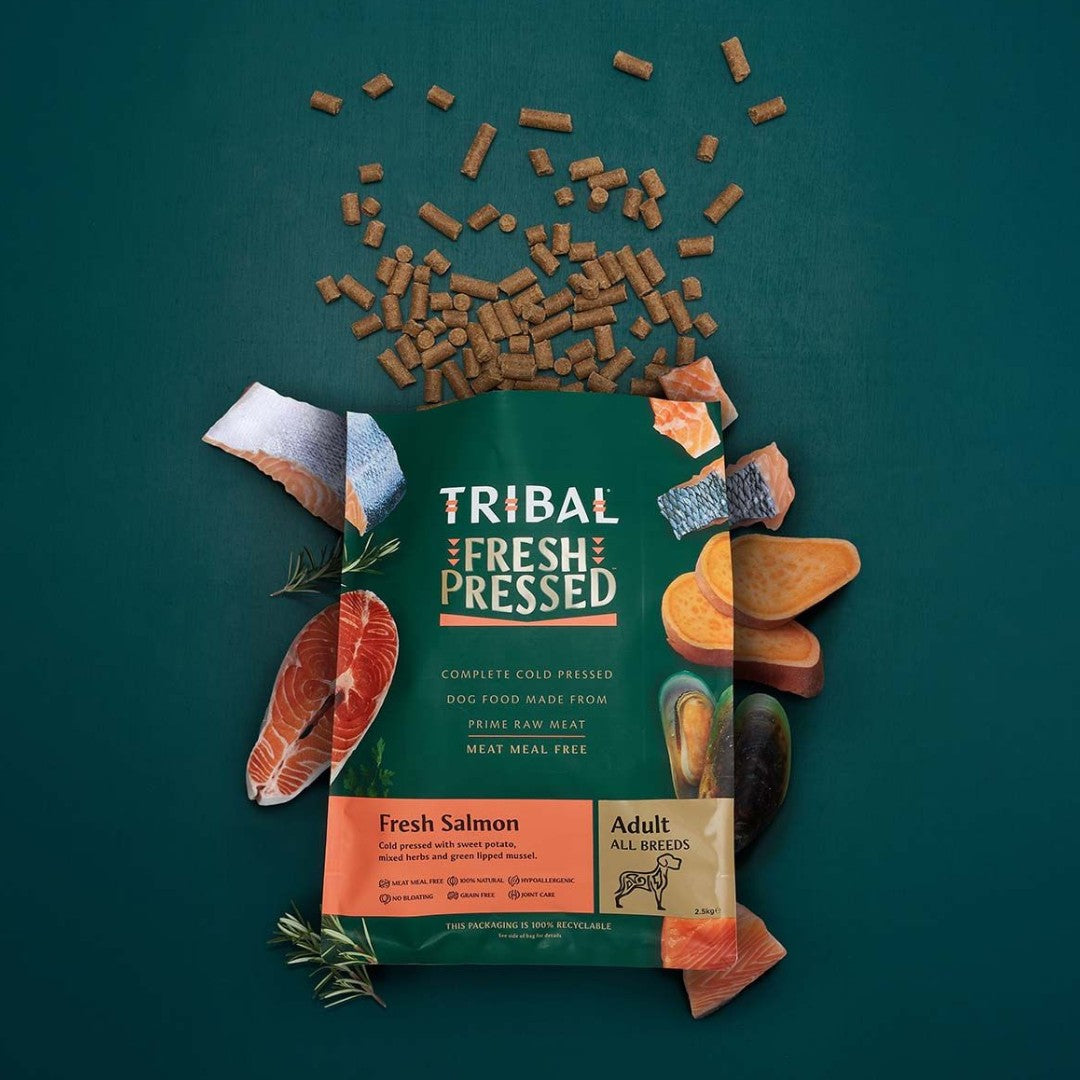 Tribal Fresh Pressed Complete Fresh Salmon Adult Dry Dog Food – 2.5kg and 12kg bags - Full.