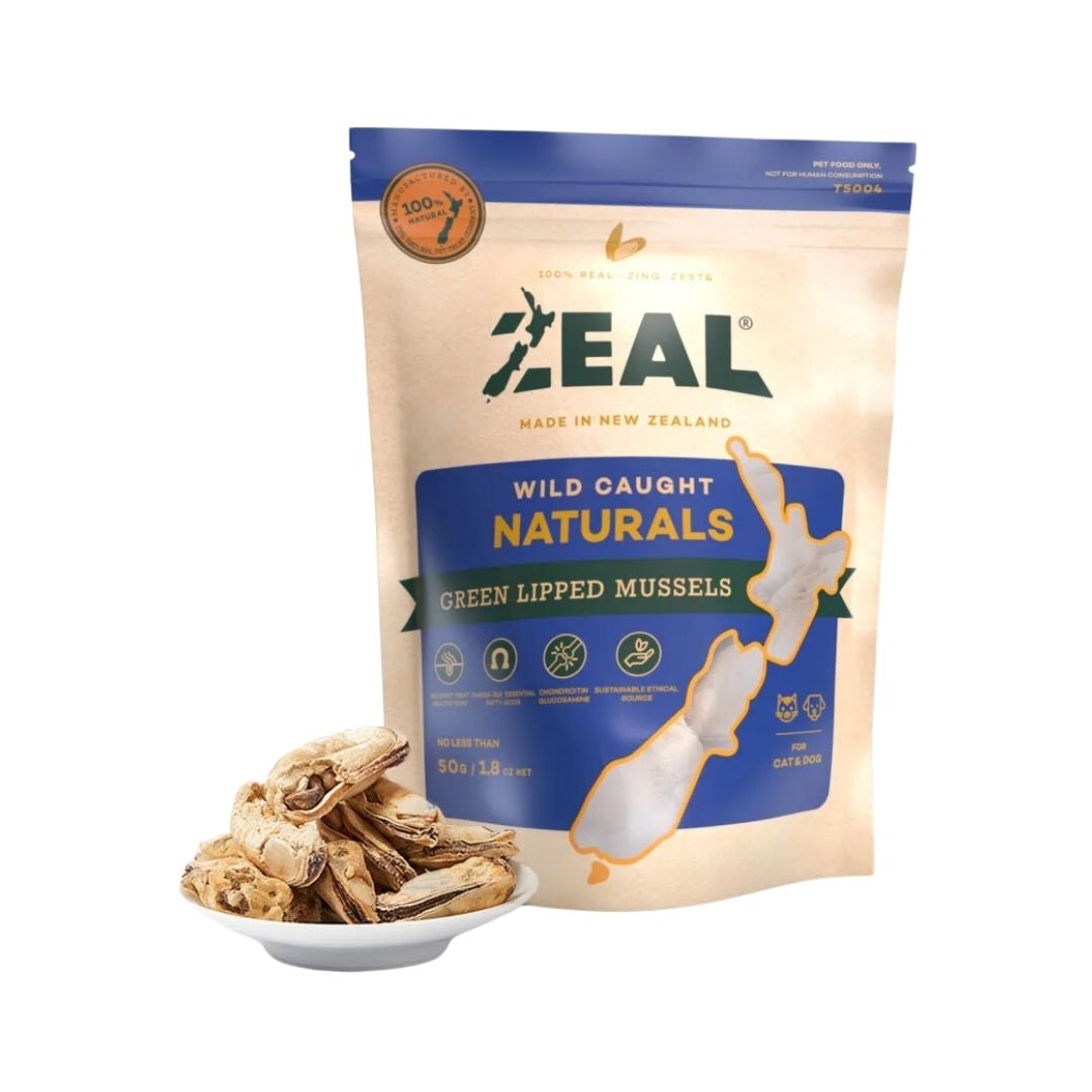Zeal Wild Caught Green Lipped Mussels Dog and Cat Treats - front packaging