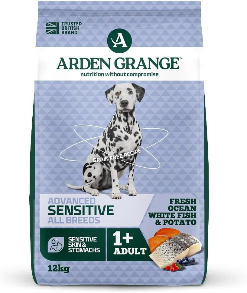 Arden Grange Advanced Sensitive All Breeds Adult Ocean White Fish & Potato Dry Dog Food - 12 kg