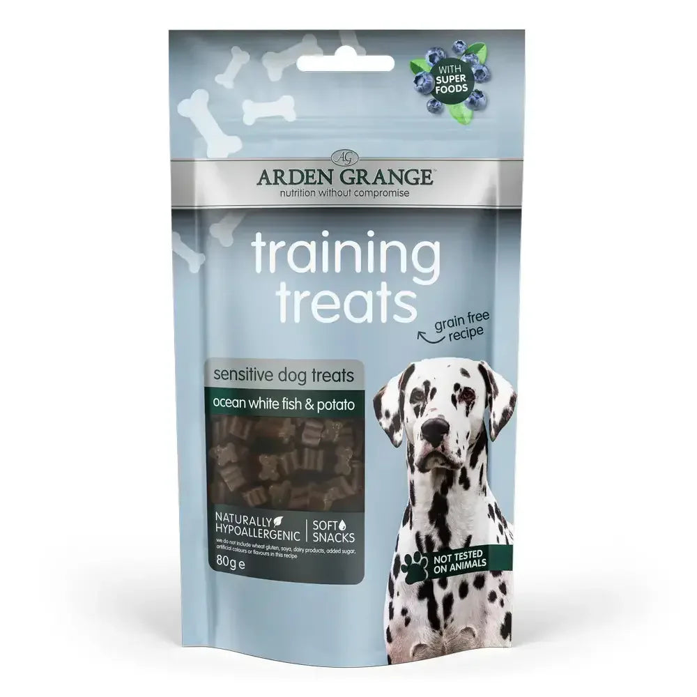 Arden Grange Ocean White Fish & Potato Sensitive Training Dog Treats 80g - 80 g front packshot
