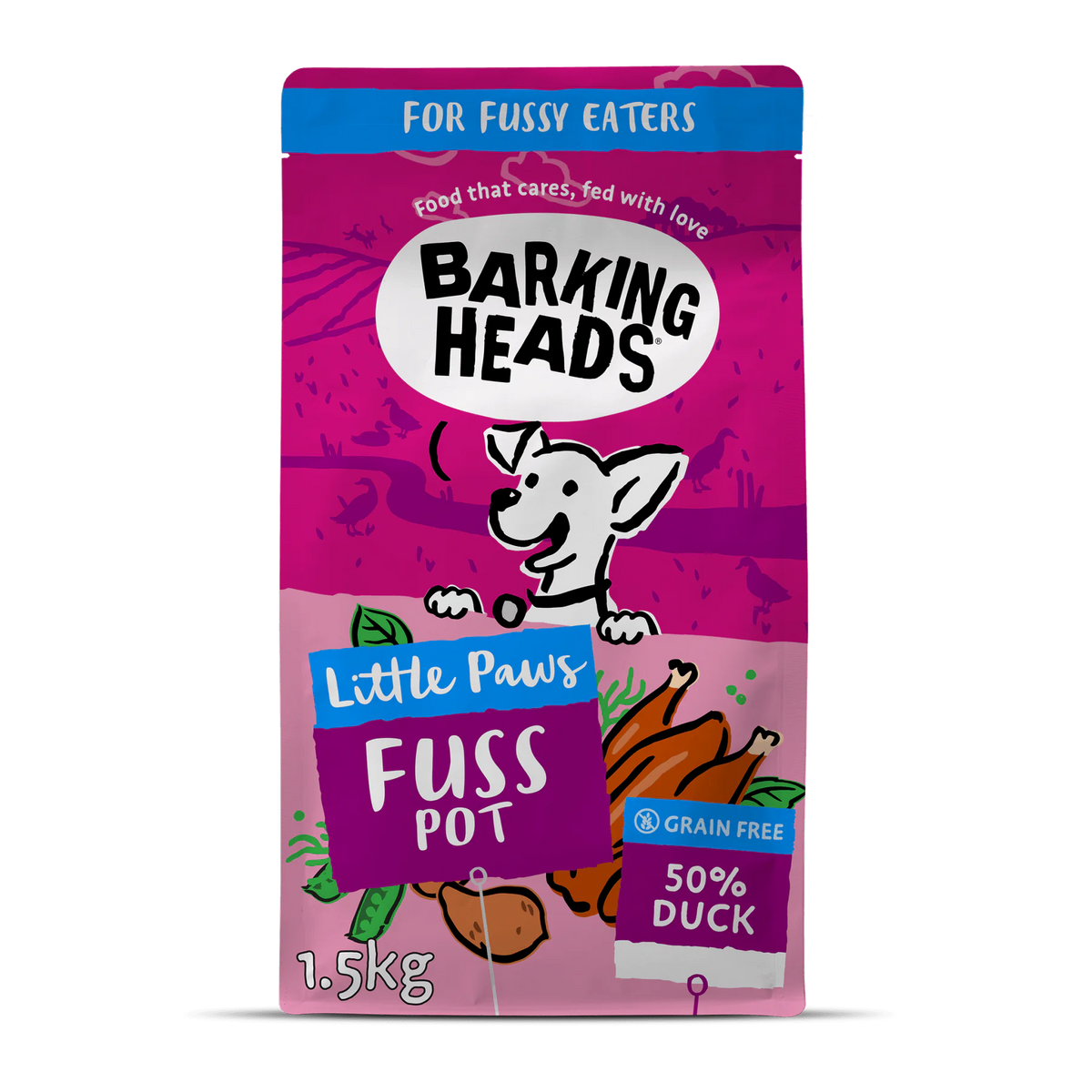 Barking Heads Little Paws Fuss Pot Duck Dry Dog Food — 1.5 kg