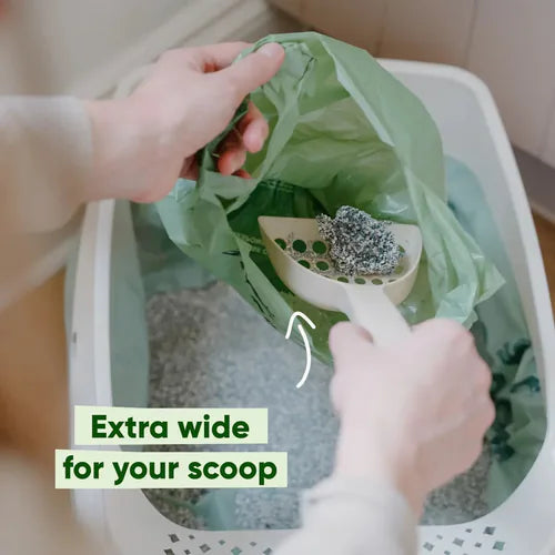 Extra-wide Beco cat poop bag fitting a litter scoop