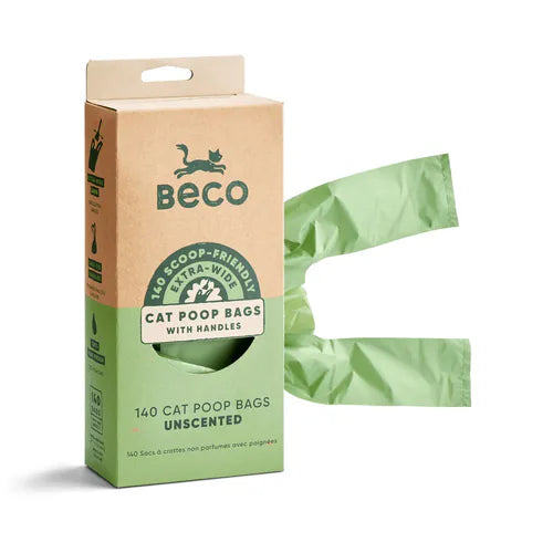 Beco Unscented Cat Poop Bags with Handles 140 Bags