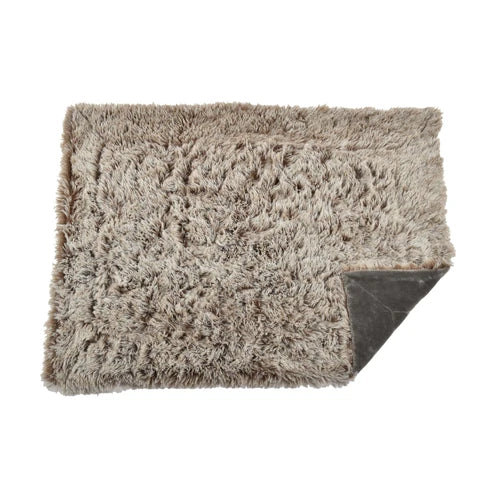 Bobby Plaid Furry Throw - Grey, Large