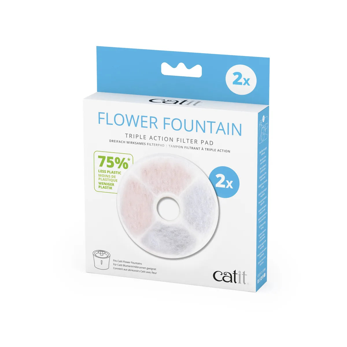 Catit Flower Fountain Triple Action Filter Pad, 2pcs – 2pcs main product image