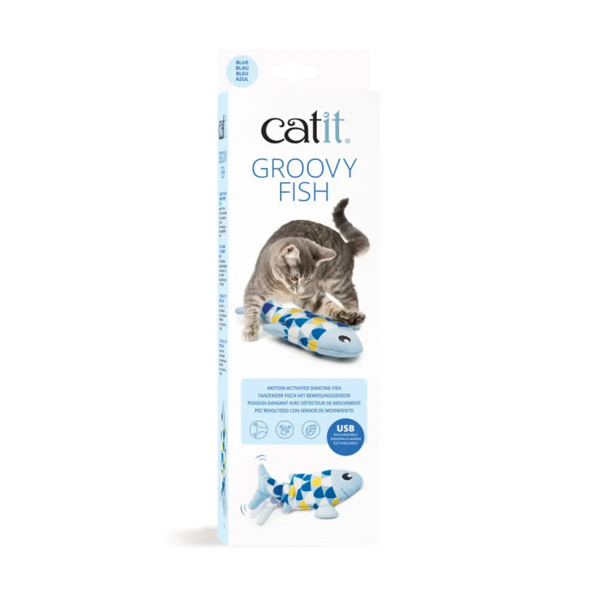 Catit Groovy Fish Motion-Activated Cat Toy, 20.5 cm – Blue additional product view 2