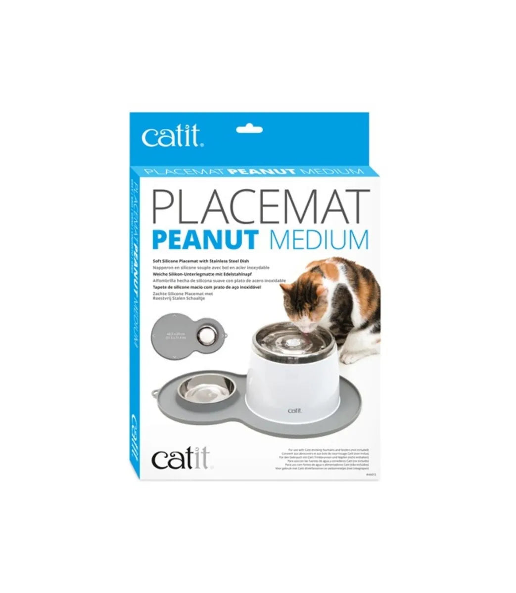 Catit Peanut Cat Feeding Mat - Grey - front view