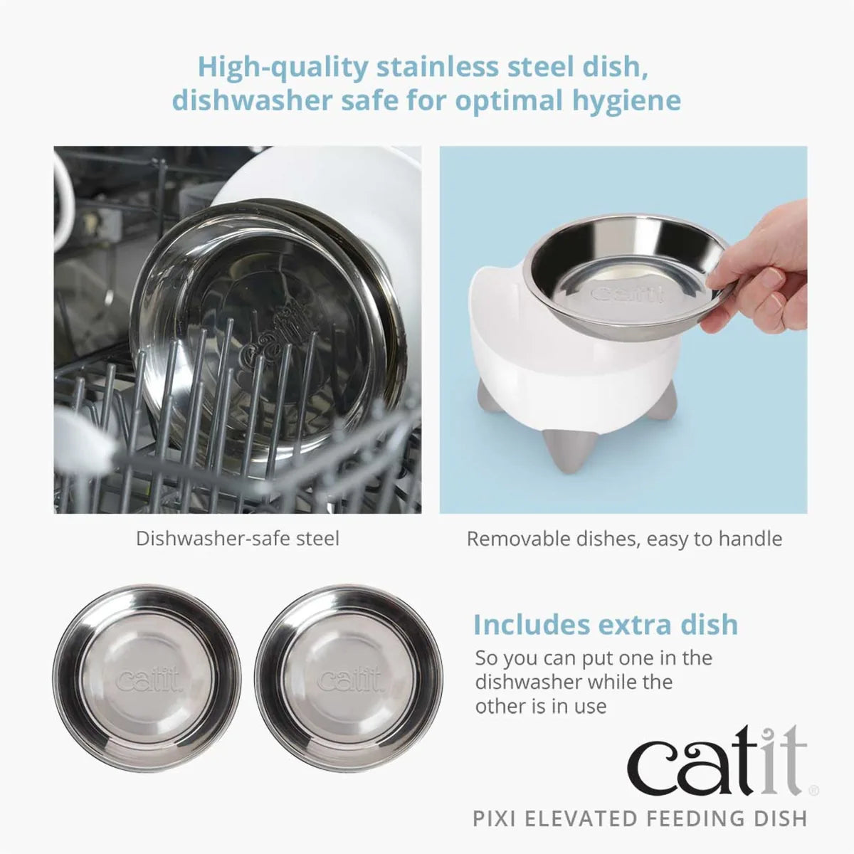 Catit Pixi Elevated Feeding Dish White – White additional product view 2