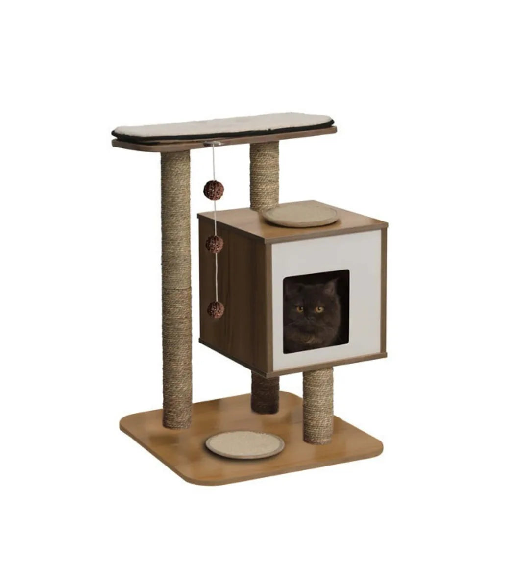 Catit Vesper Cat Furniture V-Base Walnut - front view