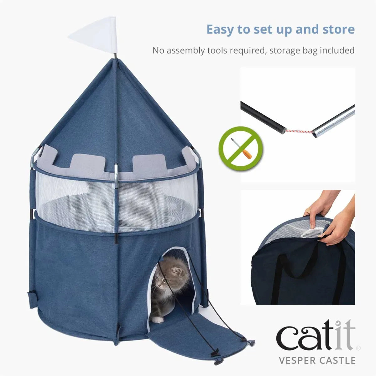 Catit Vesper Cat Tower Castle Blue, 48x48x95 cm – 48×48×95 cm additional product view 4