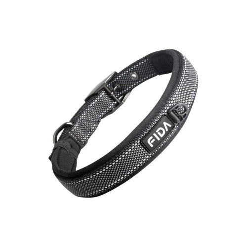 Fida Heavy Duty Reflective Dog Collar - Color Black