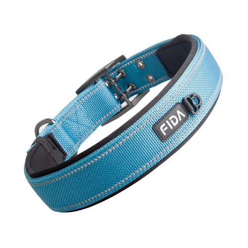 Fida Heavy Duty Reflective Dog Collar - Color Blue, Size XL