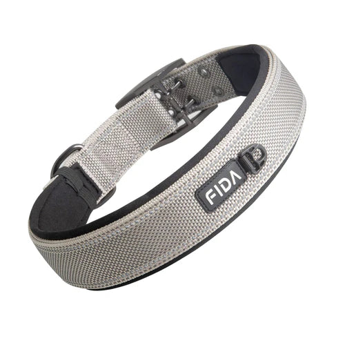 Fida Heavy Duty Reflective Dog Collar - Color Grey, Size XL