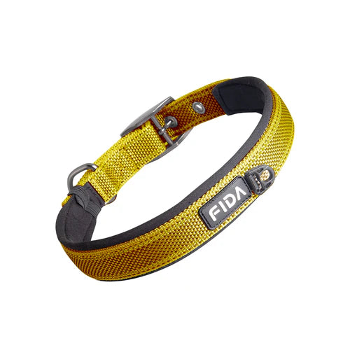 Fida Heavy Duty Reflective Dog Collar - Color Yellow, Size M