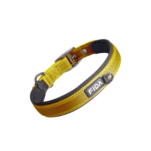 Fida Heavy Duty Reflective Dog Collar - Color Yellow, Size S