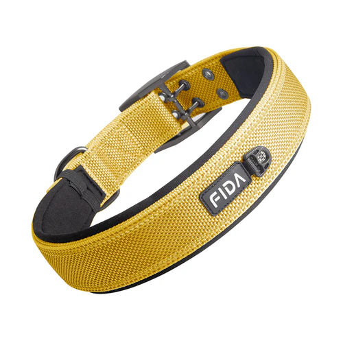 Fida Heavy Duty Reflective Dog Collar - Color Yellow, Size XL