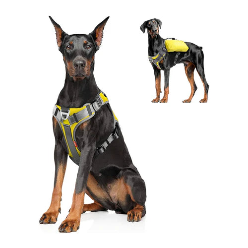 Fida Yellow No-Pull Dog Harness with Saddle Bags - Size XL