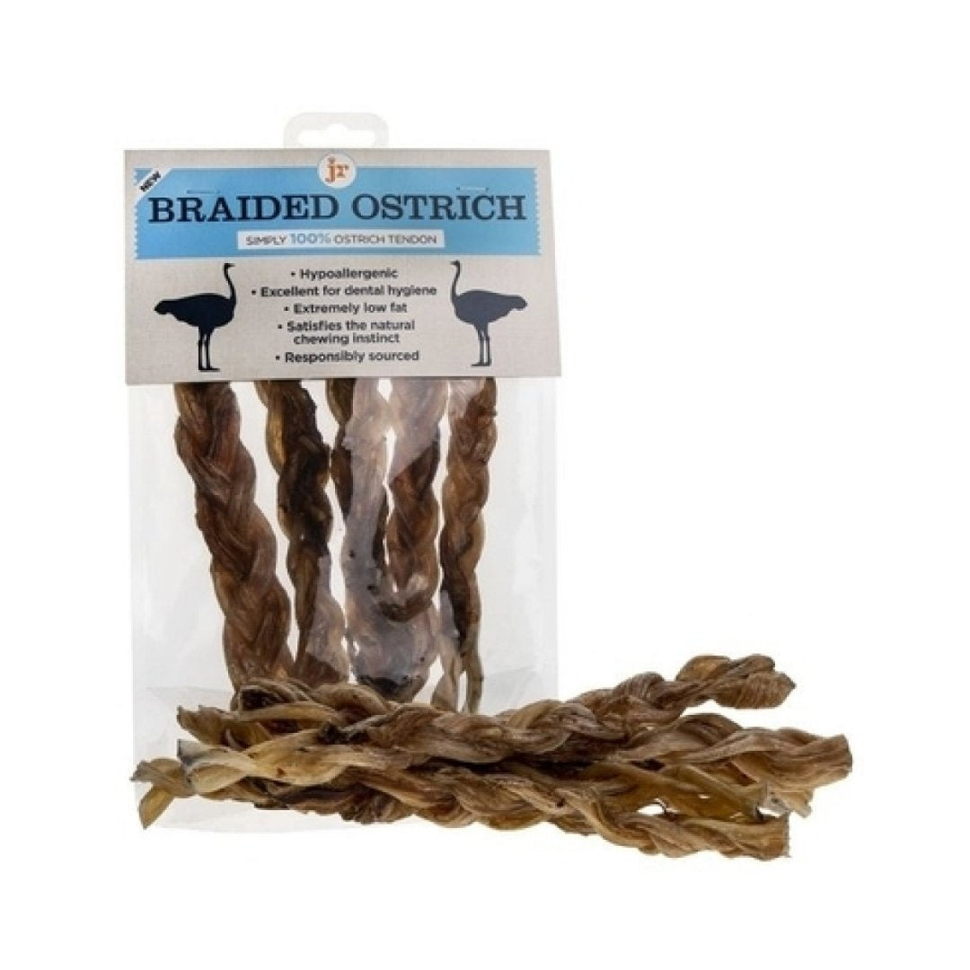 JR Pet Products Braided Ostrich Dog Chew Treats 5 Pack