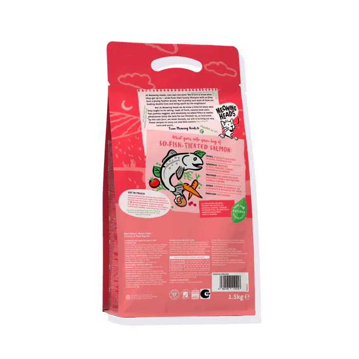 Meowing Heads So-Fish-Ticated Salmon Adult Dry Cat Food — 4 kg product view