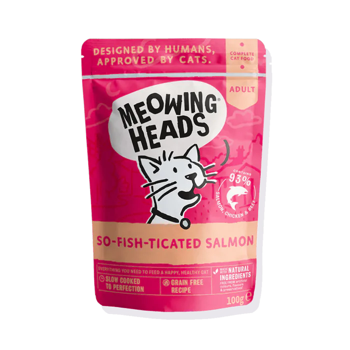 Meowing Heads So-Fish-Ticated Salmon Adult Wet Cat Food — front packshot