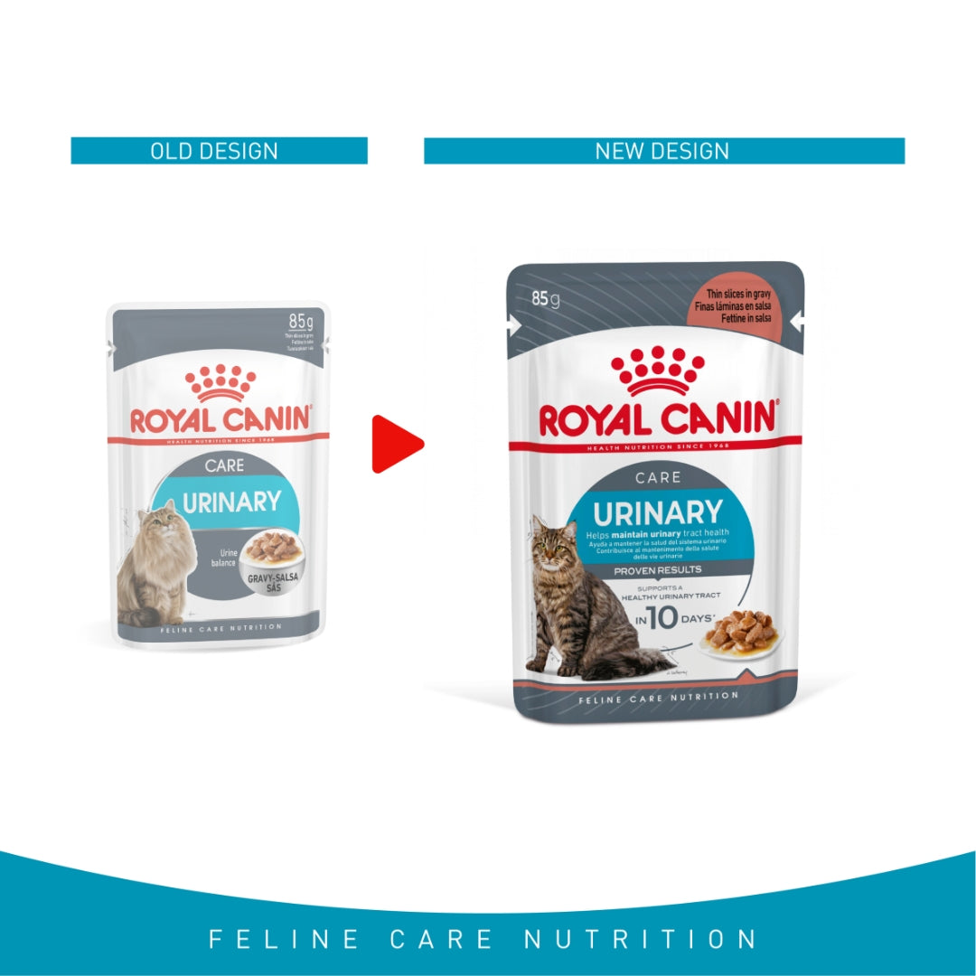 Royal Canin Feline Care Nutrition Urinary Care in Gravy Wet Cat Food Pouches 12 x 85 g - New Design