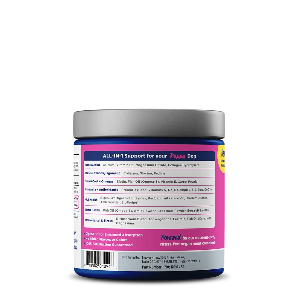 Vetericyn ALL-IN 1 Multifunctional Dog Supplement — label and product information